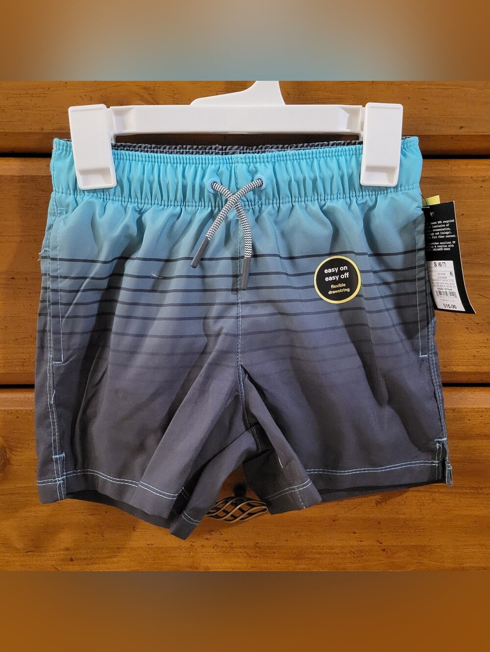 art class Boys Gradient Blue Swim Trunks with Drawstring